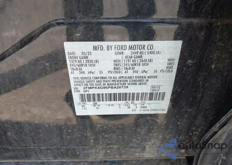 2023 Ford Edge Se из США, поврежденный, VIN 2FMPK4G96PBA26739